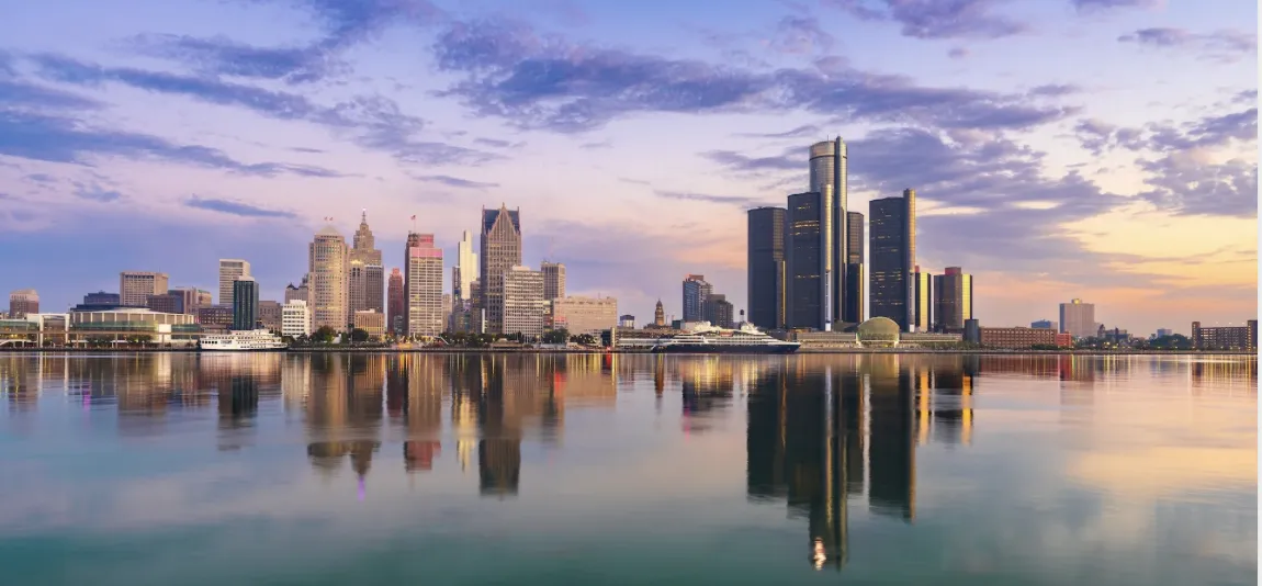 Detroit Skyline At Dawn